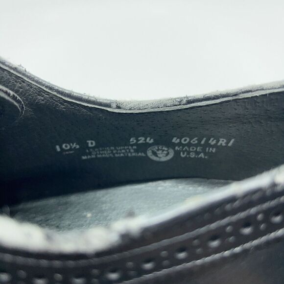 O'Sullivan Men’s Size 10.5 D Black Leather USA Made Long Wingtip Dress Shoes - Picture 9 of 11